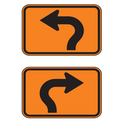 Advanced Turn (Left/Right) Circular Arrow Auxiliary Route Marker Signs for Temporary Traffic Control