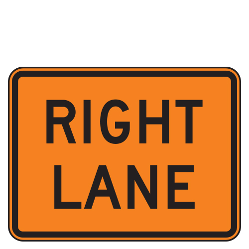 Right Lane Designation Auxiliary Route Marker Signs for Temporary Traffic Control