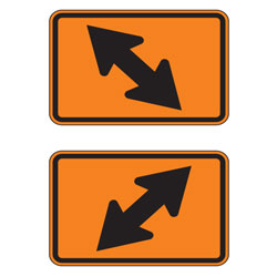 Diagonal (Left/Right) Double Arrow Auxiliary Route Marker Signs for Temporary Traffic Control