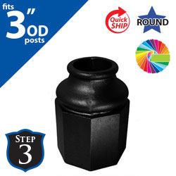 Semi Gloss Powder Painted #8397 Base (8 1/2" Tall) for 3" OD Round Posts | Clarksdale Systems