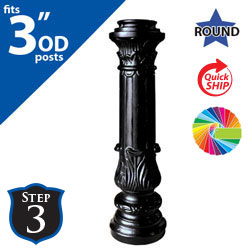 Semi Gloss Powder Painted #9993 Base (27" Tall) for 3" OD Round Posts | Clarksdale System