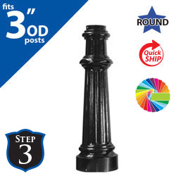 Semi Gloss Powder Painted SB 33 Base (24" Tall) for 3" OD Round Posts | Clarksdale Systems