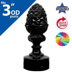 Semi Gloss Powder Painted Pineapple Finial for 3" OD Round Post