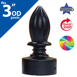 Semi Gloss Powder Painted Spear Finial for 3 OD Round Post