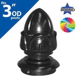 Semi Gloss Powder Painted Acorn Cap for 3" OD Round Post