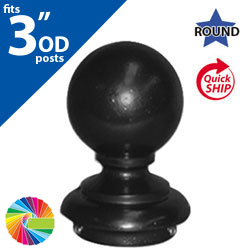 Semi Gloss Powder Painted FINB3 Ball Cap for 3" OD Round Post