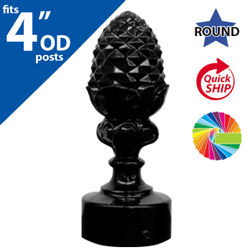 Semi Gloss Powder Painted Pineapple Finial for 4" OD Round Post