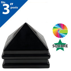 Semi Gloss Powder Painted Deluxe Pyramid Cap for 3" Square Post
