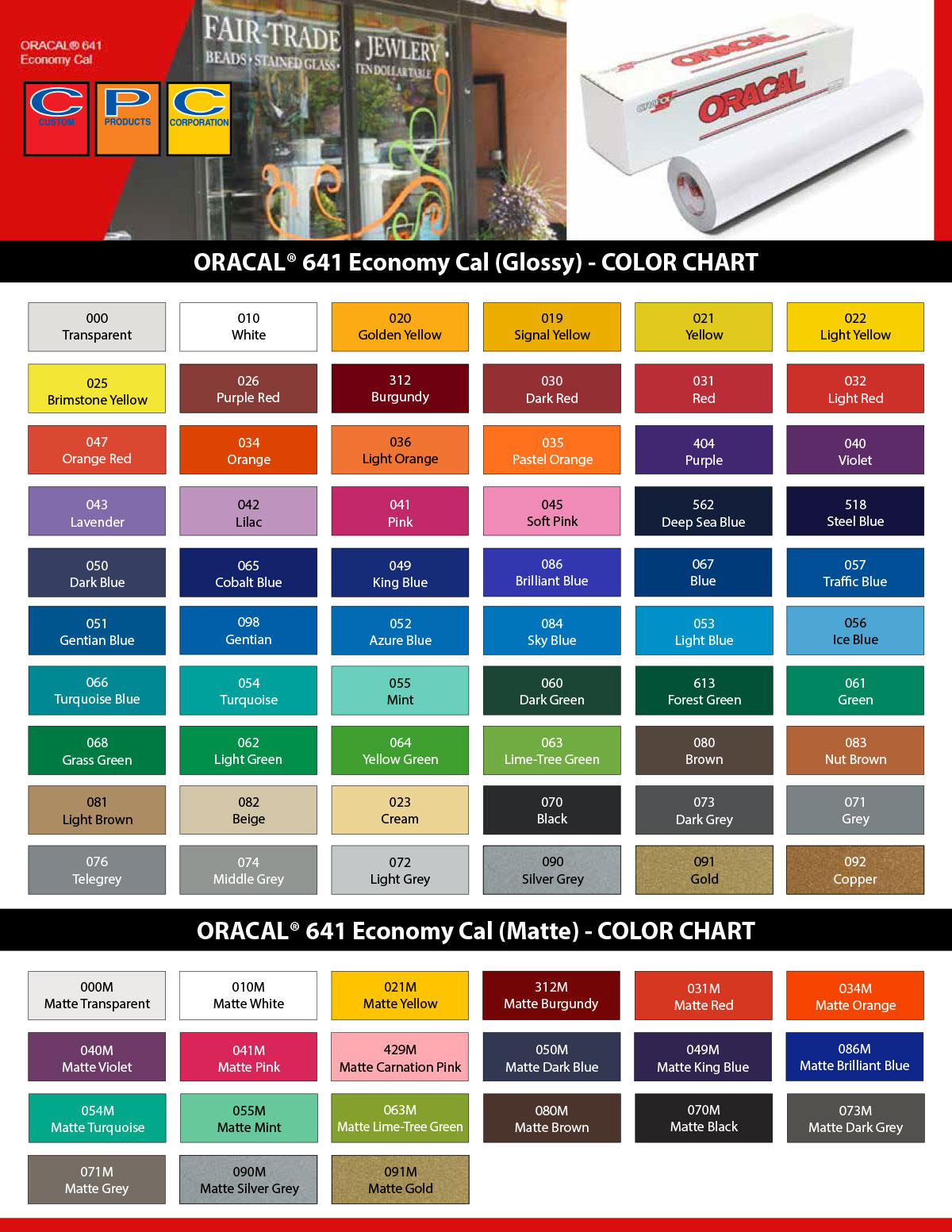 Oracal 641 Color Chart