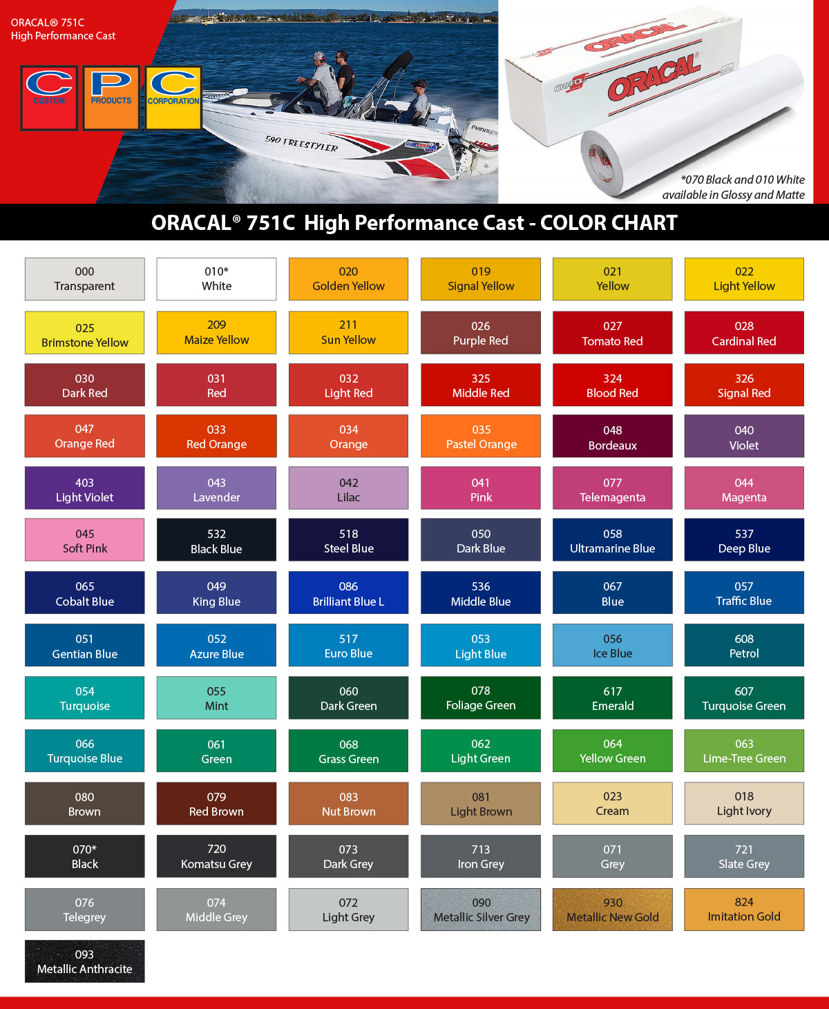 Oracal 751 Color Chart