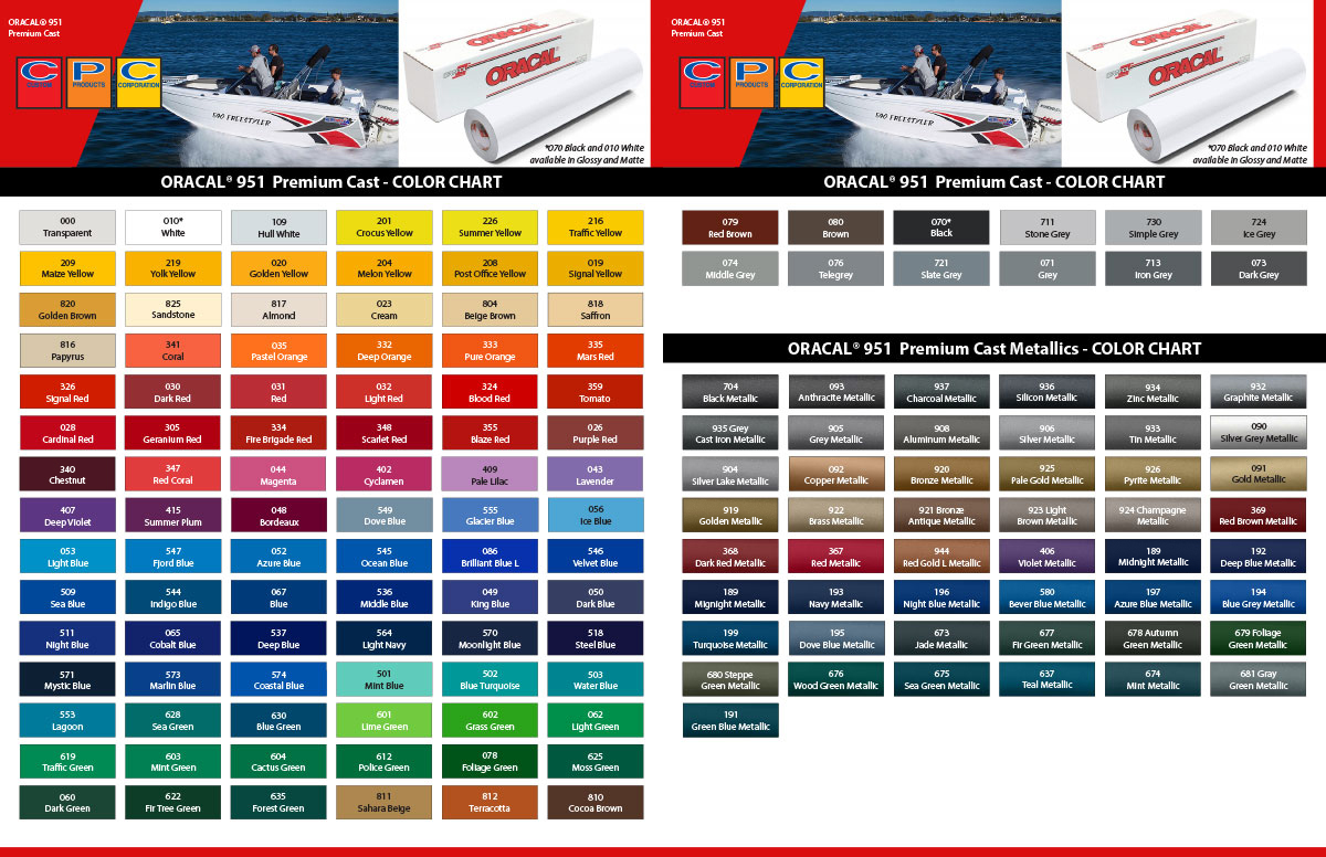 Oracal 951 Color Chart