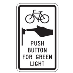 Bike Symbol | Push Button for Green Light Signs for Bicycle Facilities