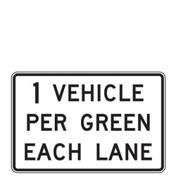 XX Vehicle Per Green Each Lane Sign