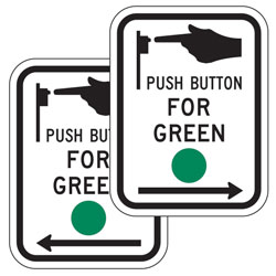 Push Button for Green Light Signs for Bicycle Facilities