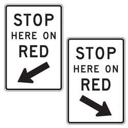Stop Here on Red Traffic Signal (Left/Right Arrow) Signs