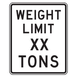Weight Limit XX Tons Sign (Specify Weight) for Temporary Traffic Control
