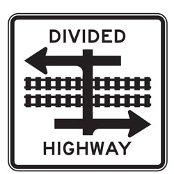 Light Rail Divided Highway Crossing (Symbol) Signs