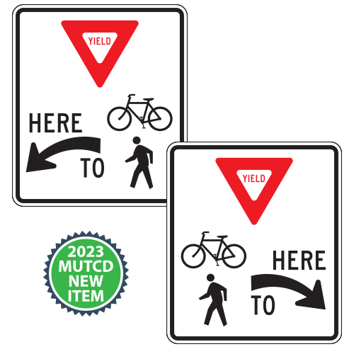 Yield Here at Trail Crossing to Pedestrians Signs
