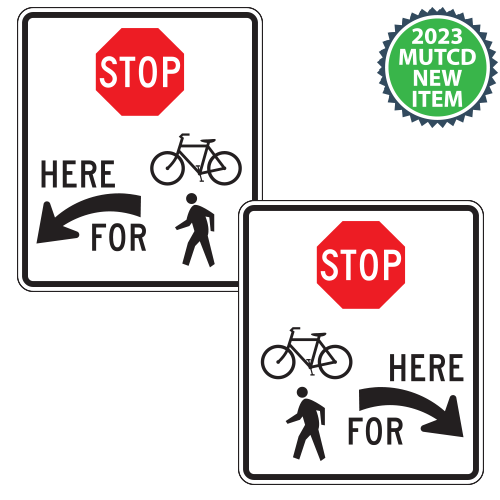 Stop Here at Trail Crossing to Pedestrians Signs