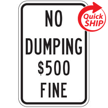 No Dumping $$$ Fine Traffic Sign