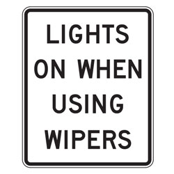 Lights On When Using Wipers Sign