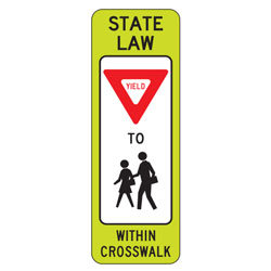 FYG State Law Yield to Pedestrian (Double Symbol) within Crosswalk Signs