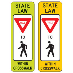 State Law Yield to Pedestrian (Single Symbol) within Crosswalk Signs