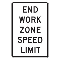 End Work Zone Speed Limit Signs for Temporary Traffic Control