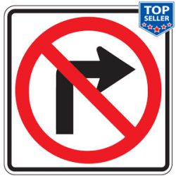 No Right Turn (Symbol) Sign for Temporary Traffic Control