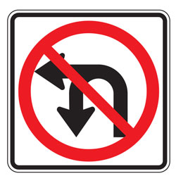 No U Turn and No Left Turn  (Symbol) Sign for Temporary Traffic Control