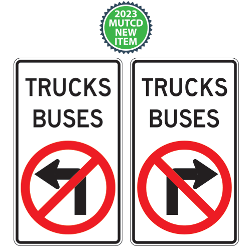 Movement Prohibition | Trucks & Buses | No Left or Right Turn Sign