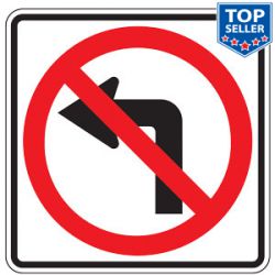 No Left Turn (Symbol) Sign for Temporary Traffic Control