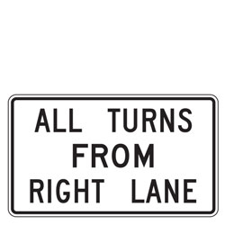 All Turns from Right Lane Sign