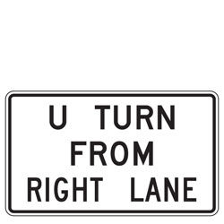 U Turn from Right Lane Sign