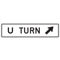U Turn with Right Diagonal Up Arrow Sign