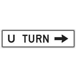 U Turn with Right Arrow Sign