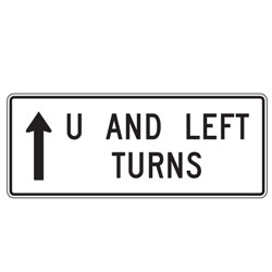 U and Left Turns with Up Arrow Sign