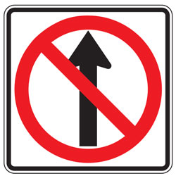 No Straight Thru (Symbol) Sign