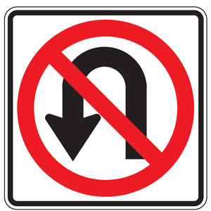 No U Turn (Symbol) Sign for Temporary Traffic Control