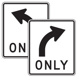 Mandatory Left/Right Turn Sign for Temporary Traffic Control