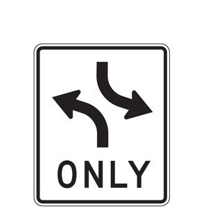 Two Way Left Turn Overhead Mounted Sign