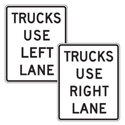 Trucks Use Left/Right Lane Sign