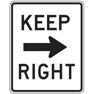 Keep Right with Arrow Sign