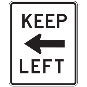 Keep Left with Arrow Sign