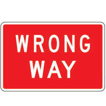 Wrong Way Plaque for Temporary Traffic Control