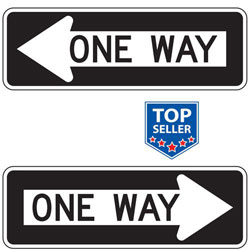 One Way (Enclosed in Left/Right Arrow) Sign for Temporary Traffic Control