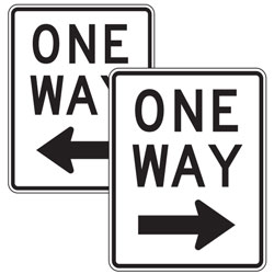 One Way with Left/Right Arrow Sign