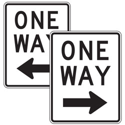 One Way with Left/Right Arrow Sign