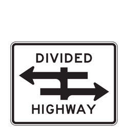 Divided Highway Crossing (Symbol) Signs