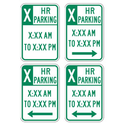X HR Parking with Custom Times & Optional Arrows Sign